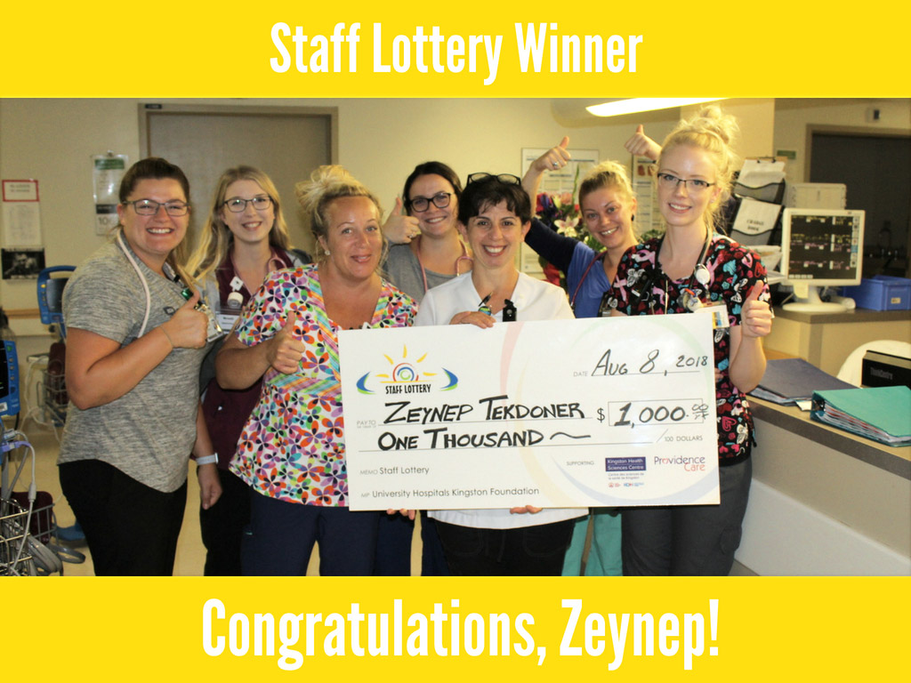 Zeynep as the lottery winner and her fellow nurses, 2018